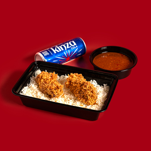 Tenders with Rice - Rice
  with secret recipe, 2 pcs of chicken tenders, special Daqoos, and soft drink