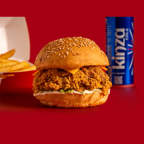 Classic Fillet Meal - Enjoy our classic chicken fillet sandwich, featuring crispy, juicy chicken breast, your choice of mayonnaise or hot sauce, fresh lettuce, and melted cheese.