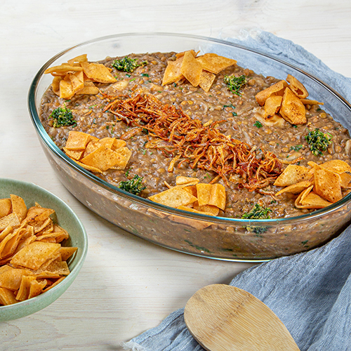 Harrak Osbao Gathering - Our house speciality dish that contains cooked lentils mixed with a special dough,coriander and garlic.. Preparation time: 120min.