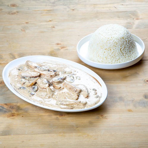 Creamy Mushroom Chicken - Served with white rice.