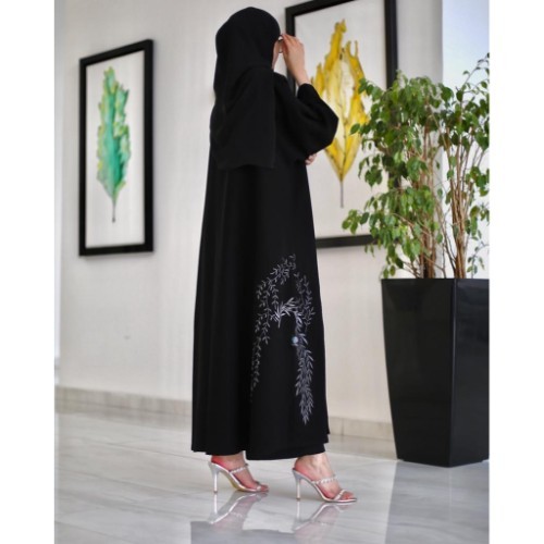 Hanay Abaya - abaya shak and tatrez silver - abaya full shak and tatrez high quality