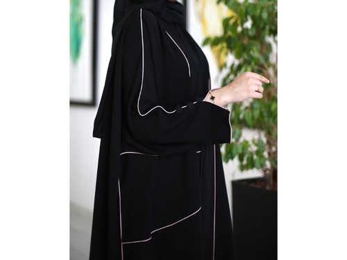 abaya with nood brem - black abaya with breem