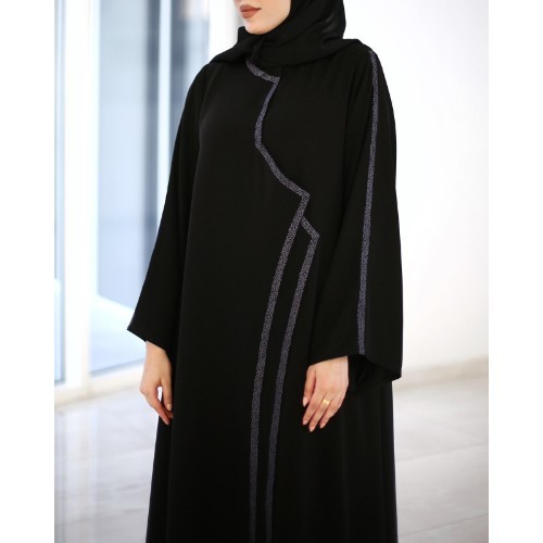 dabulle klosh tatrez - black abaya dublle klosh  with tatrez