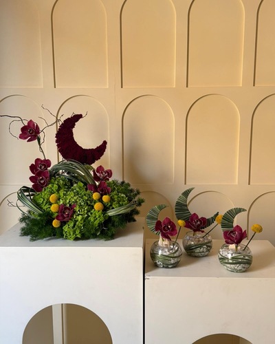 سنتر بيس رمضاني كامل - سنتربيس ورد طبيعي&nbsp; قياس العرض ٥٠ سم&nbsp; الارتفاع ٥٠ سم&nbsp; باكدج كامل ٥٠د.ك