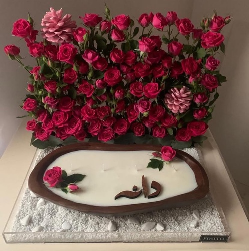 باقه دانه الاكثر مبيعاً - باقة من شمع الصويا الطبيعي بتنسيق ورد طبيعي، العرض 50 سم 
الارتفاع 55 سم