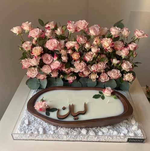 باقه ليان - باقة من شمع الصويا الطبيعي بتنسيق ورد طبيعي، العرض 50 سم 
الارتفاع 55 سم