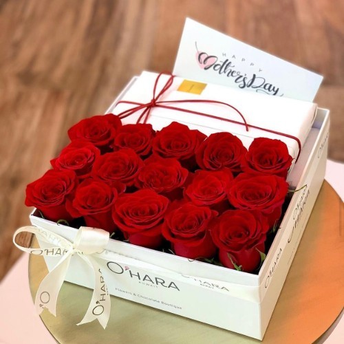 Love M - It has a box of roses and box of mixed chocolate 250 gm in special Ohara packaging