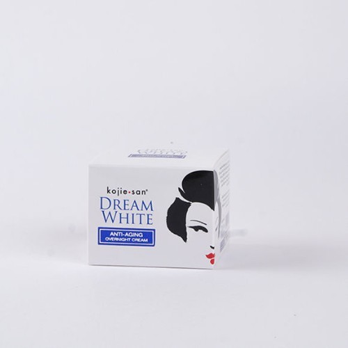 RDL Kuwait - KOJIE SAN DREAM WHITE - ANTI AGING OVER NIGHT CREAM - Night Anti-Aging Cream revitalizes and nourishes the skin while you sleep and contains Youth Restoring Complex (MPC) 
 Night Anti-Aging Cream is a concentrated moisturizer that helps revitalize and nourish the skin while you sleep. 
 The combined effects of the rejuvenating properties of Milk Peptide Complex (MPC) and soothing skin conditioners help provide nourishing hydration and firming to the face and neck, leaving skin soft and radiant in the morning. 
 Helps reduce the appearance of fine lines and wrinkles. 
 Directions: Apply to cleansed face and neck before going to bed. 
 For best results, use with Kojie San DreamWhite Anti-Aging Soap and Facial Toner.