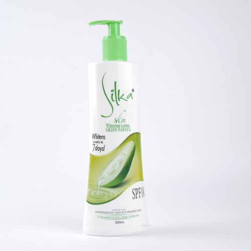 RDL Kuwait - SILKA WHITENING LOTION GREEN PAPAYA 500 ML - غسول مبيض بابايا اخضر غنى بفيتامين B3.B5.B6..C.E يساعد في الحصول على اشراقة متوهجة مع تقنية VITA ABSORB بالاضافىة الى SPF10