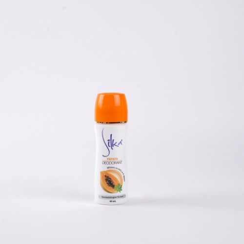 RDL Kuwait - SILKA papaya deodorant 40 ml - Papaya Extract Whitening Deodorant Antiperspirant Experience whitening and protection underarms with confidence all day long. 
 Enriched with Gia white, papaya enzyme and vitamin B3 that helps whiten underarm skin and contains an effective antiperspirant and helps give unwanted underarm odor. 
 Its new non-greasy formula will not irritate the skin. 
 Instructions for use: Apply underarms after showering for freshness all day long. 
 Do not apply to damaged or irritated skin.