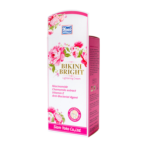 RDL Kuwait - YOKO BIKINI BRIGHT LIGHTENING CREAM 50 G. - Yoko Bikini Bright Lightening Cream Say goodbye to dark spots and uneven skin tone in the groin area with Yoko Bikini Bright Lightening Cream. Cream for the groin area Light texture combines nourishing substances such as vitamin C, vitamin B3 and natural AHA to nourish the groin area to look radiant and smooth, while combining nourishment from chamomile, vitamin E and allantoin to help add moisture. make skin smooth and soft and contains O-Cymen-5-ol, which has antibacterial properties. Prevents body odor Niacinamide - Vitamin B3 helps nourish the skin to be smooth and soft. look young Chamomile extract – Chamomile flower extract helps to moisturize the skin. Helps skin look naturally youthful. Tocopheryl Acetate - a derivative of vitamin E. moisturize the skin slow down premature aging Protect your skin from dryness. O-Cymen-5-ol – Antibacterial substance.   How to use Apply the cream to the groin area. Use daily, morning and evening.