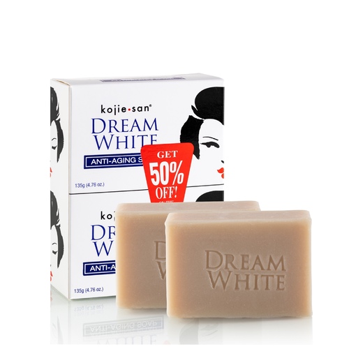 RDL Kuwait - KOJIE . SAN DREAM WHITE ANTI-AGING SOAP 135 G 2 PCS - It works to restore youth from collagen and elastin, in addition to the brightening effect of kojic acid, which will give the skin freshness and radiance.