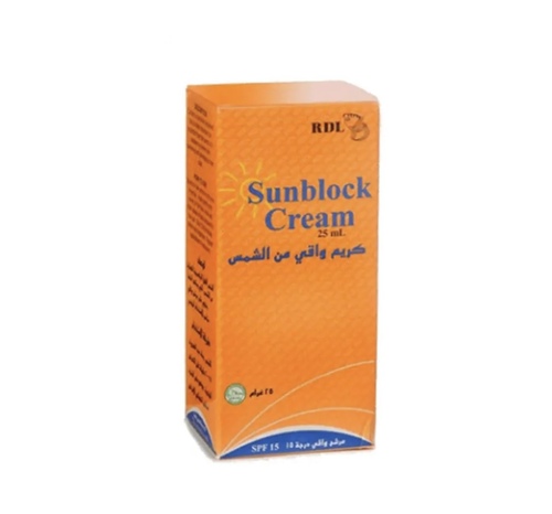 RDL Kuwait - RDL SUNBLOCK CREAM SPF15 25ML - RDL Whitening Cream with Moisturizer contains Melawhite which can reduce the formation of skin tanning, freckles, liver spots or age spots. It is also formulated with natural moisturizers to keep your skin soft and hydrated.
Directions for Use: Apply a small amount to your fingertips. Apply gently and evenly to face and neck. For best results, use twice daily. Ideally in the morning and before bedtime.
Warnings and Precautions: Avoid prolonged sun exposure even when using a sunscreen product.
Store in a dry place at a temperature not exceeding 30°C.