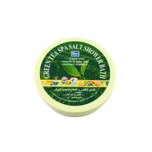 RDL Kuwait - YOKO GREEN TEA SPA SALT SHOWER BATH (250 g.) - Spa salt body scrub mixed with green tea formula shower cream gently exfoliates your skin. and help neutralize free radicals Make your skin look radiant, smooth, with a light fragrance that makes you feel relaxed. refreshing while taking a shower how to use Pour enough salt on the palm. Scrub on wet skin in a circular motion or use with soap and leave it for about 3 minutes, then rinse.