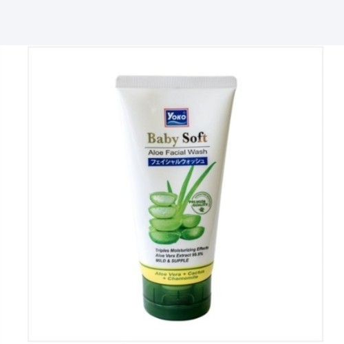 RDL Kuwait - YOKO BABY SOFT ALOE FACIAL WASH 150ML - جل منظف لطيف ينظف الاوساخ والزيوت الزائدة على الوجه دون ان يجعل الجلد جافا ومشدودا وغنى بمستخلصات الالو فيرا والصبار والبابونج لترطيب البشرة