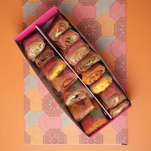 small mini chapati box - A box of 12 mini chapati roll stuffed with different kinds of fillings from your choice