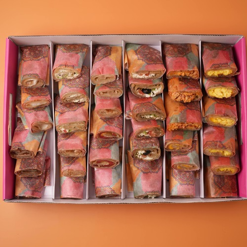 36 Mini Chapati Box (Big size) - A box of 36 mini chapati roll stuffed with different kinds of fillings from your choice