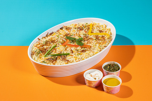 Gathering Vegetable Biryani - Serves: 4-6 Persons  Food:Vegetable Biryani is an aromatic rice dish made by cooking basmati rice with mixed garden veggies, herbs & biryani spices  Cochin special curry Mabooch Raita sauce