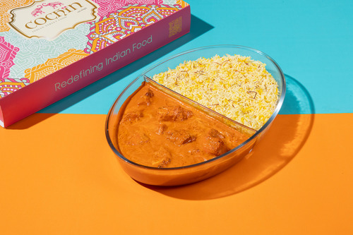 Butter Chicken / Saffron Rice - Fragrant  dish contains butter chicken and saffron rice