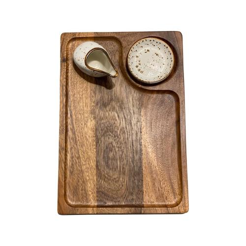 Wood plate - 3pcs  wood plate , bowl and container  size 35*24 cm