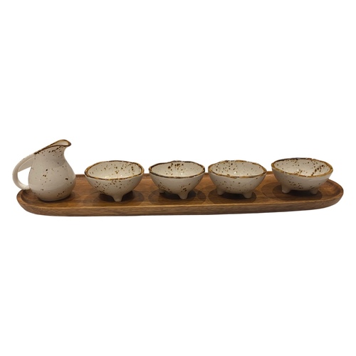 tray with bowls - Wood tray with ceramic bowls