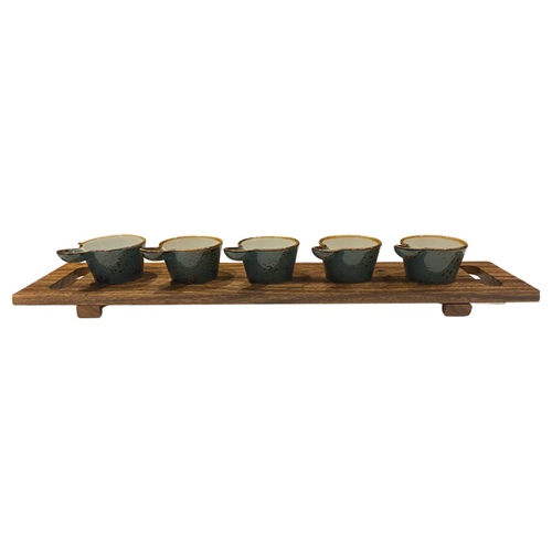 wood stand with bowls - Wood stand with ceramic bowls