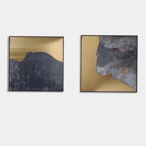 wall art 2 pcs - Slate , metal , wood frame 2 pcs 80*80 c/m each