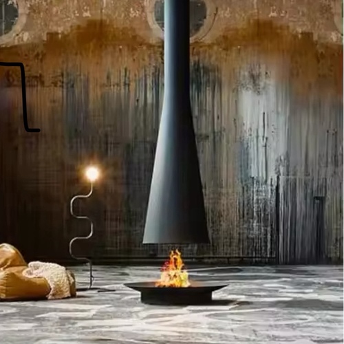 The Table Outfits - electric hanging fireplace - Diameter 90 cm  hight 3.5 meter To hard ceiling  hight 2.8 meter to decorative ceiling