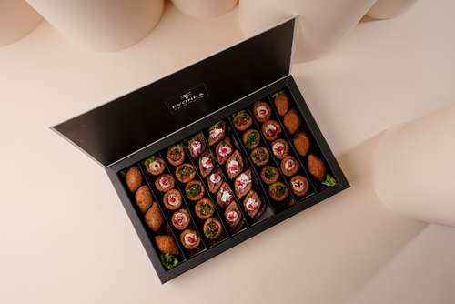 Mini kobba mix - mini kobba contain 39 pcs of mini special kobba with four flavors taboula, mtabal, lebnah and borghol