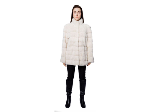 Jacket With Mink Fur - Length 70cm - 0643 - Off White