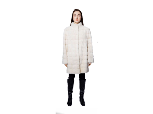 Jacket With Mink Fur - Length 85cm - 0645 - Off White