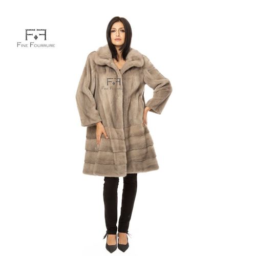 Jacket With Mink Fur - Length 97cm - 0707 - Champagne