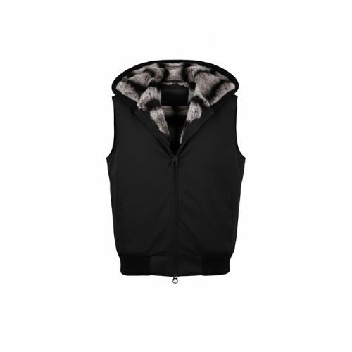 Raincoat Vest With Cotton Lining and Hood With Fur Rex Rabbit-020-3