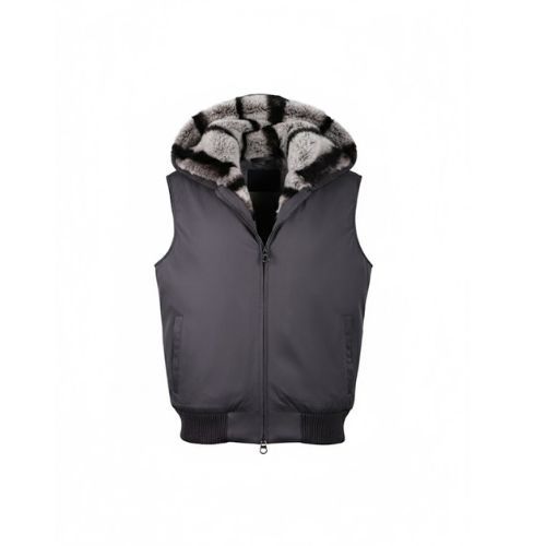 Raincoat Vest With Cotton Lining and Hood With Fur Rex Rabbit-020-89