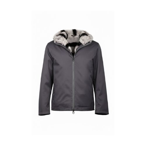 Raincoat Jacket With Rex Rabbit Fur Lining And Hood - 0018 - 89