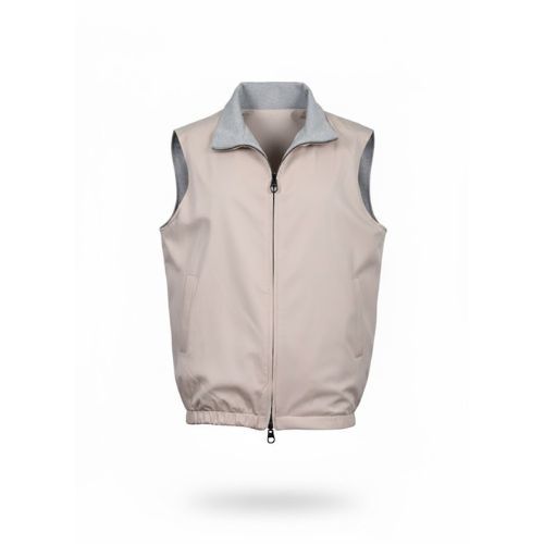 Raincoat Vest With Cotton Lining and Double Face - 007 - 11- Off White-Grey