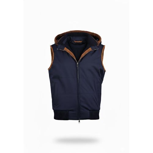 Raincoat Vest With Fabric Lining And hood With Fur Rex Rabbit - 031 -  103