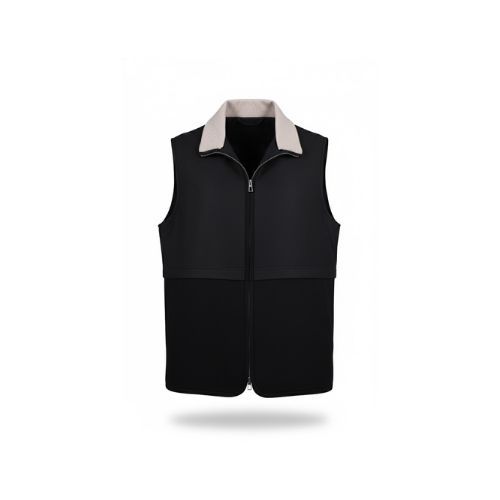 Fabric Vest  With Polyester Lining And High Neck With Fur Rex Rabbit-006-9-206