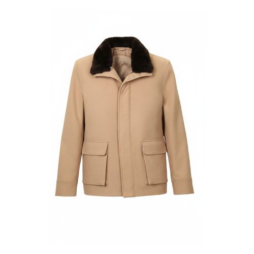 Fabric Jacket  With Cotton  Lining And High Neck With Rex Rabbit - 022 - 15