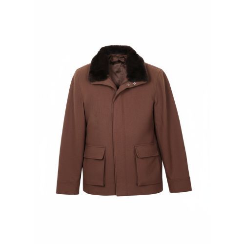 Fabric Jacket  With Cotton  Lining And High Neck With Rex Rabbit - 022 - 39