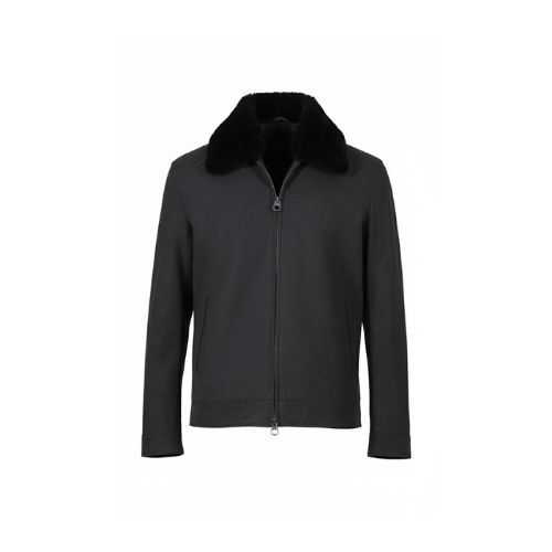 Fabric Jacket  With Cotton  Lining And High Neck With Rex Rabbit - 025 - 35