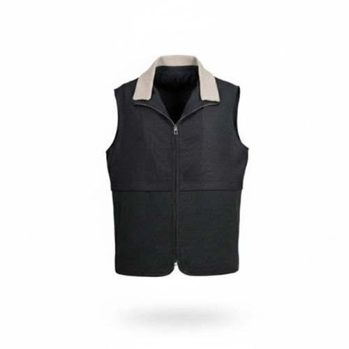 Fabric Vest  With Polyester Lining And High Neck With Fur Rex Rabbit-006-35-204