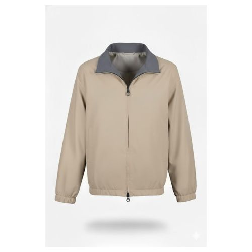 Raincoat Jacket With Cotton Double Face - Camel - A- 008 -  72 -Camel