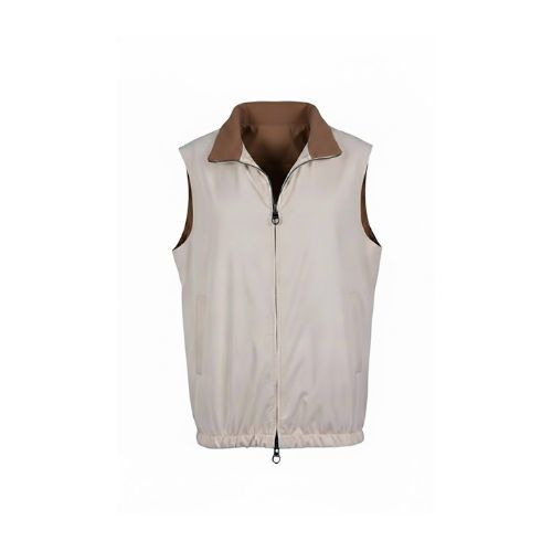 Raincoat Vest With Cotton Lining and Double Face - 007 - 11 - Off White-Brown