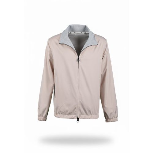 Raincoat Jacket With Cotton Double Face - 008 -  11 - Off White-Grey