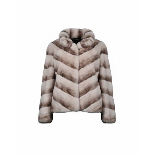 Classic Jacket With Rex Rabbit Fur - Length 55cm - 0207 - Beige