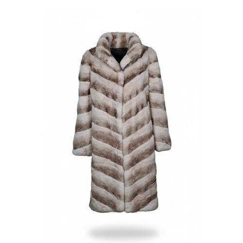 Classic Jacket With Rex Rabbit Fur - Length 100cm - 0210 - Beige