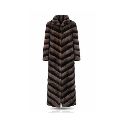 Classic Jacket With Rex Rabbit Fur - Length 135cm - 0211 - Brown