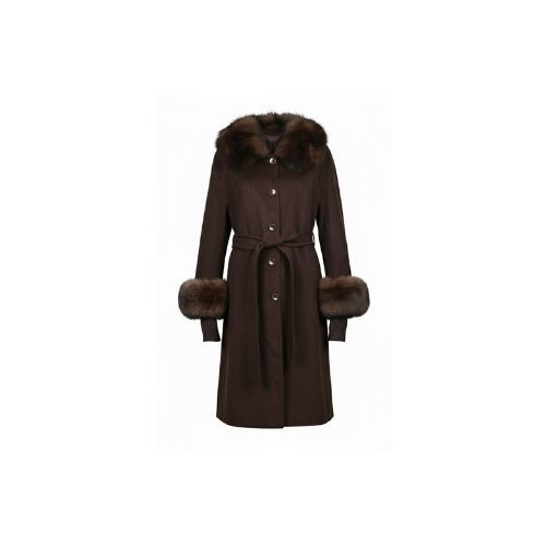 Cashmere Jacket With Fox Fur Wide Collar - 100cm - 04400 - Brown