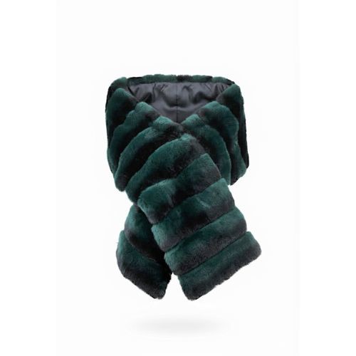Scarf With Rex Rabbit Fur - Length 25cm to 180cm - 0200- Green